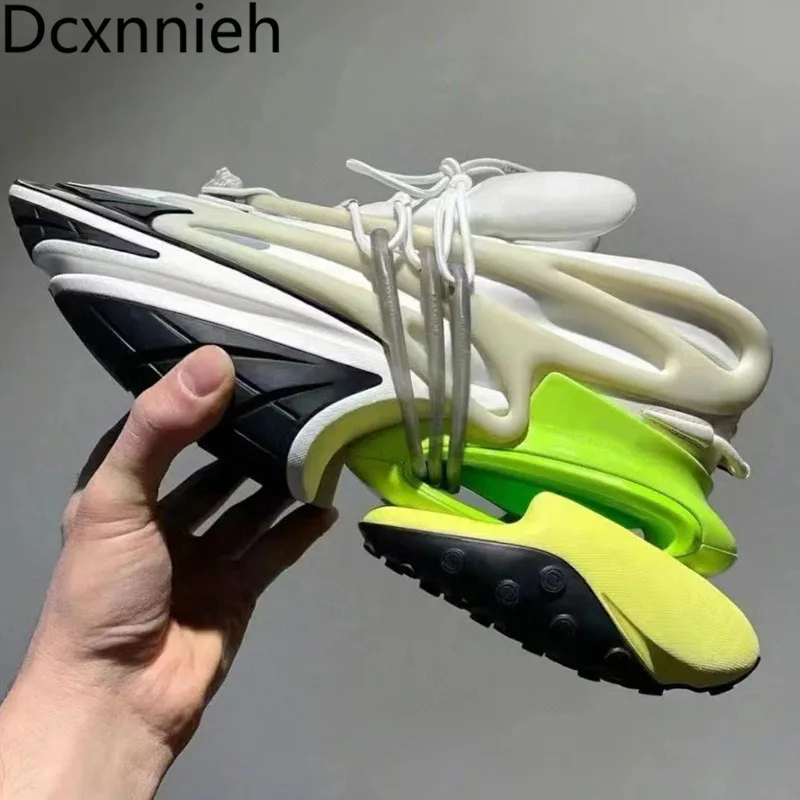 

Autumn Flat Platform Daddy Shoes Women Mixed Color Cushion Elastic Shoes Thick Sole Round Toe Lace Up Casual Sneakers Woman 2022