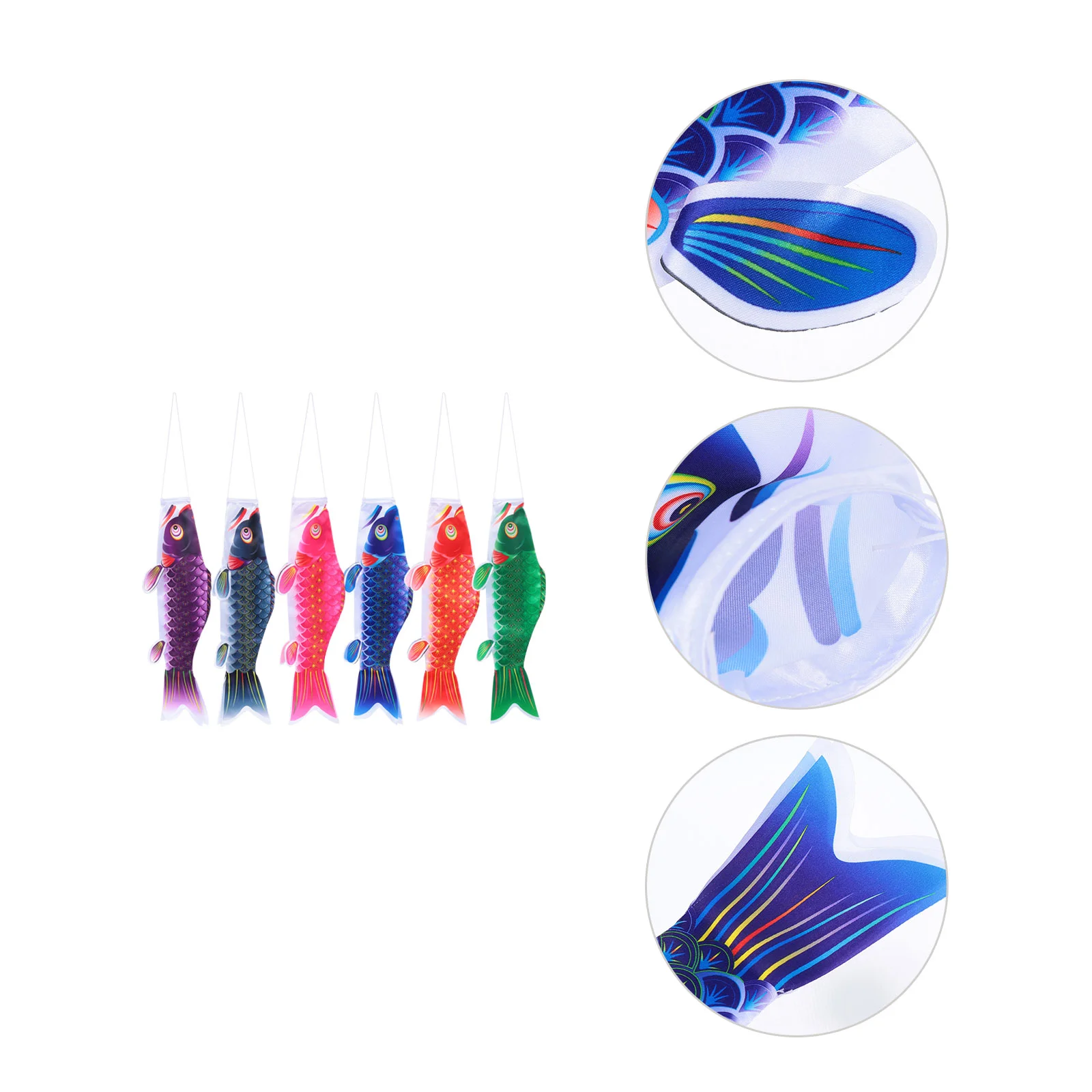 

6Pcs Delicate Silk Carp Banner Festival Pendant Decor Restaurant Hanging Flag