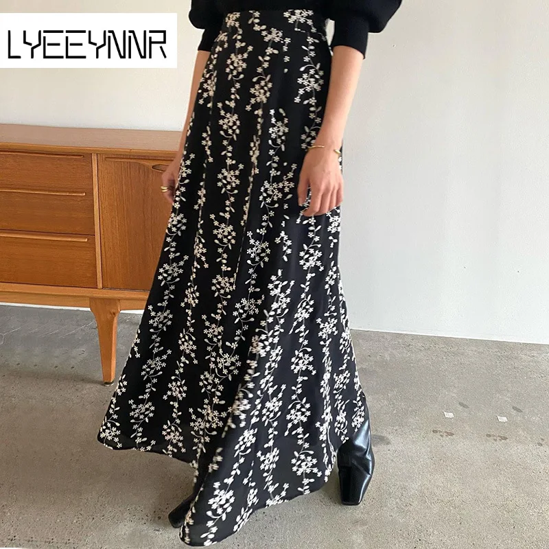 

Long Skirts Japan Style Faldas Femme Flower Printed New Arrival A Line High Waist Skirt Women Casual Fashion Office Ladies Jupe