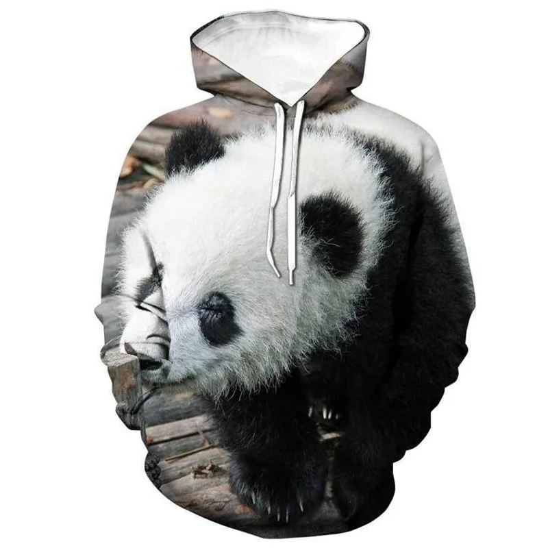 

Весенне-осенний Новый пуловер с 3D цифровой печатью панды в европейском и американском стиле повседневный зеленый свитер с капюшоном