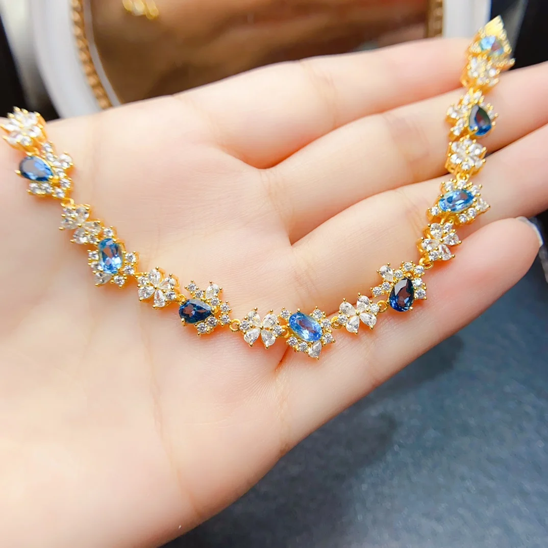 FS 4*6 мм браслет из натурального топаза стерлингового серебра S925 для женщин