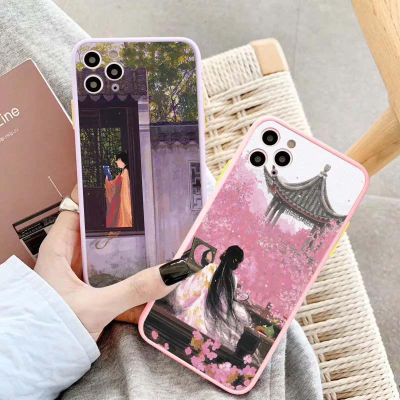 

Retro Style Aestheticism Young Girl In The Forest Phone Case for iPhone 11 12 13 14 Pro Max 7 8Plus SE2 X XS XR shockproof shell