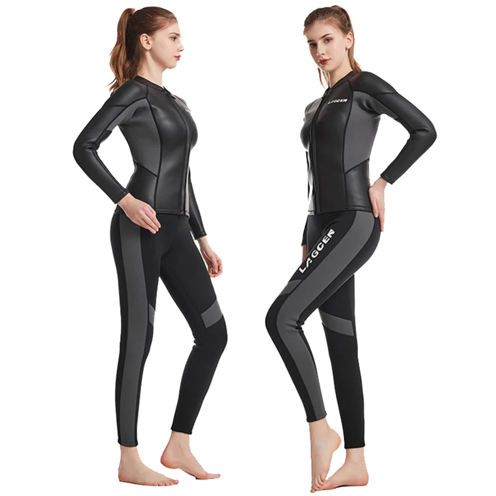 2.5MM Neoprene Wetsuit Women Fashion Warm Ultra-Bullet Cold-Proof Split Long Sleeve Underwater Sports Snorkeling Diving Wetsuit
