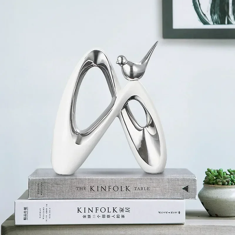 Керамические фигурки птиц в скандинавском стиле настольные миниатюры белого и