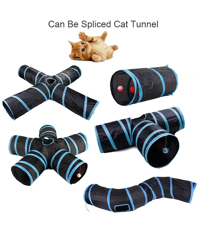 

2022 Cat Tunnel Toy Funny Pet 2-5 Holes Play Tubes Balls Collapsible Crinkle Kitten Toys Puppy Ferrets Rabbit Play Cats Channel