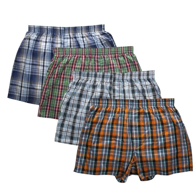 New Classic Plaid men arrow pants casual fashion brand High quality boxer 4pcs/lot mens Cotton boxers men's shorts underwear