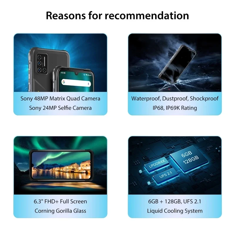 Смартфон UMIDIGI BISON 6 ГБ ОЗУ 128 Гб ПЗУ прочный 48 МП матрица четыре камеры 3 дюймов NFC