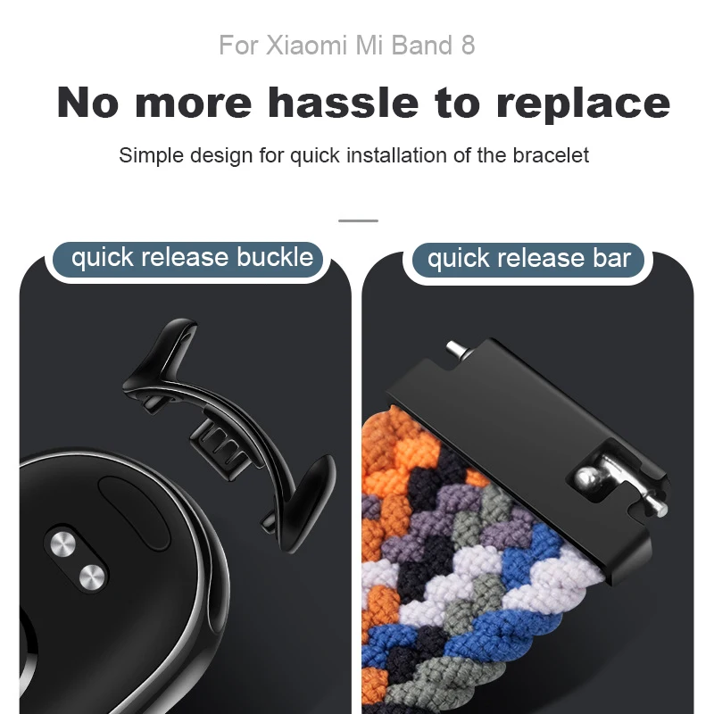 Solo Loop Strap For Xiaomi Mi Band 8 Elastic Braided Nylon Adjustable Watchband Correa Bracelet For miband 8 miband8 Accessories