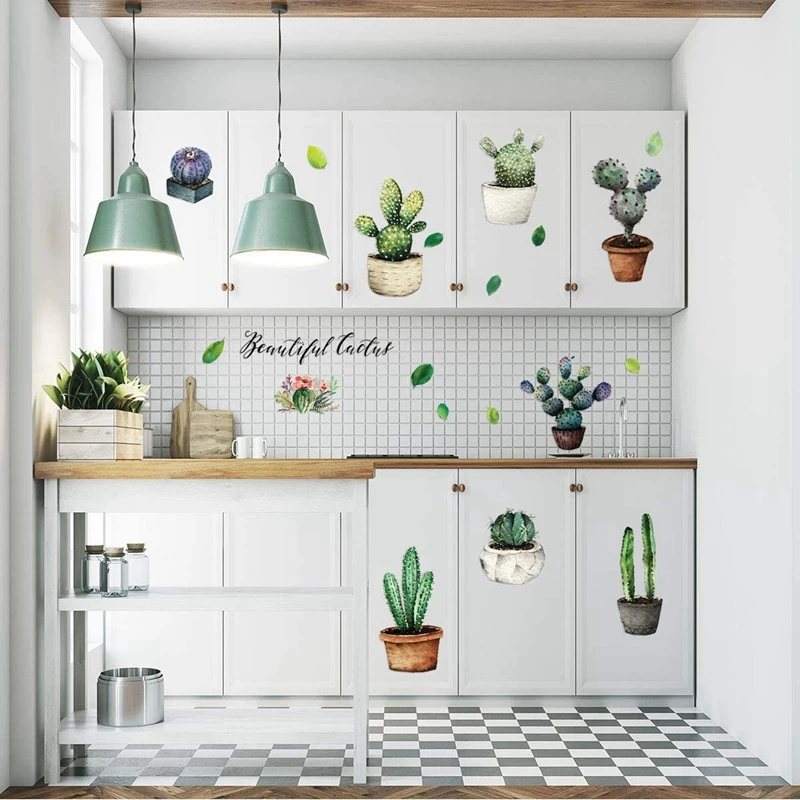 Декоративные настенные Стикеры с кактусами креативные наклейки на стену для