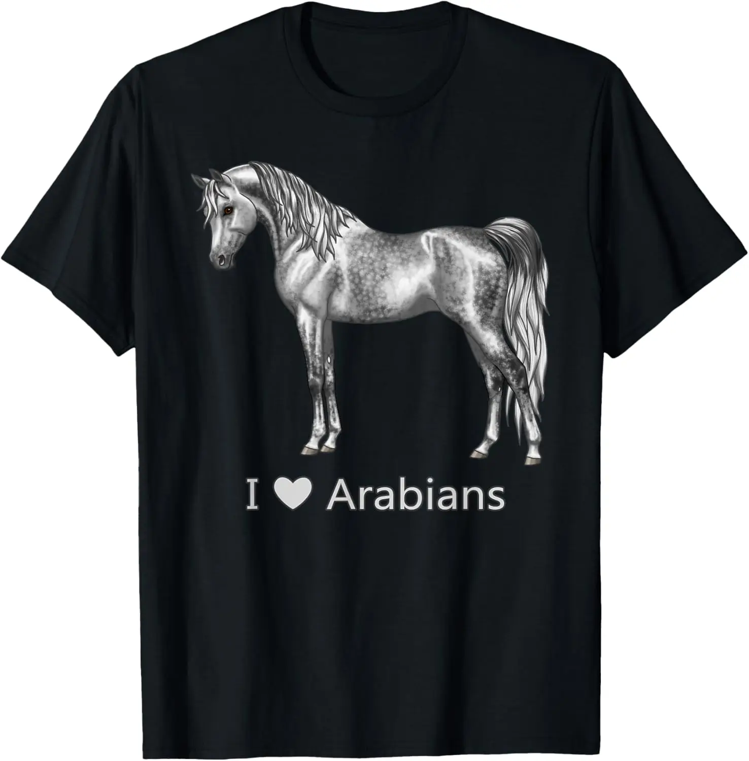 Фото Подарочная футболка I Heart (Love) Dapple Grey Arabians Horse Lover №1