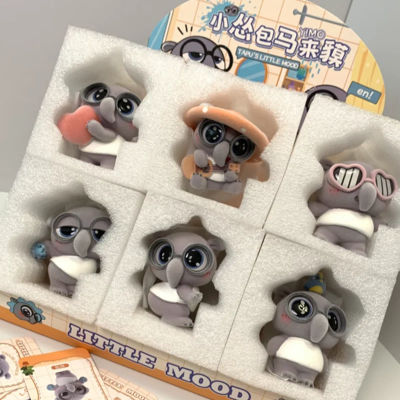 Фото Плюшевая игрушка-талисман Tapu's Little Mood Yimo: Милая мем-игрушка-тапир, модная коллекционная кукла, декоративная таинственная коробка-сюрприз, подарок №5