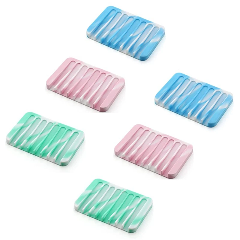 

6PCS Soap Dish For Shower,Self Draining Soap Holder,Silicone Soap Dish For Kitchen, Keep Soap Dry, Easy To Clean
