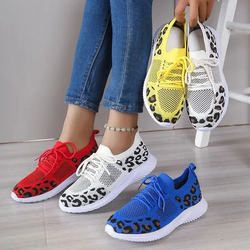 

Brand New Women's Tennis Shoes Leopard Breathable Lace Up Sport Sneakers Female Walking Running Casual Sneaker Zapatillas Mujer