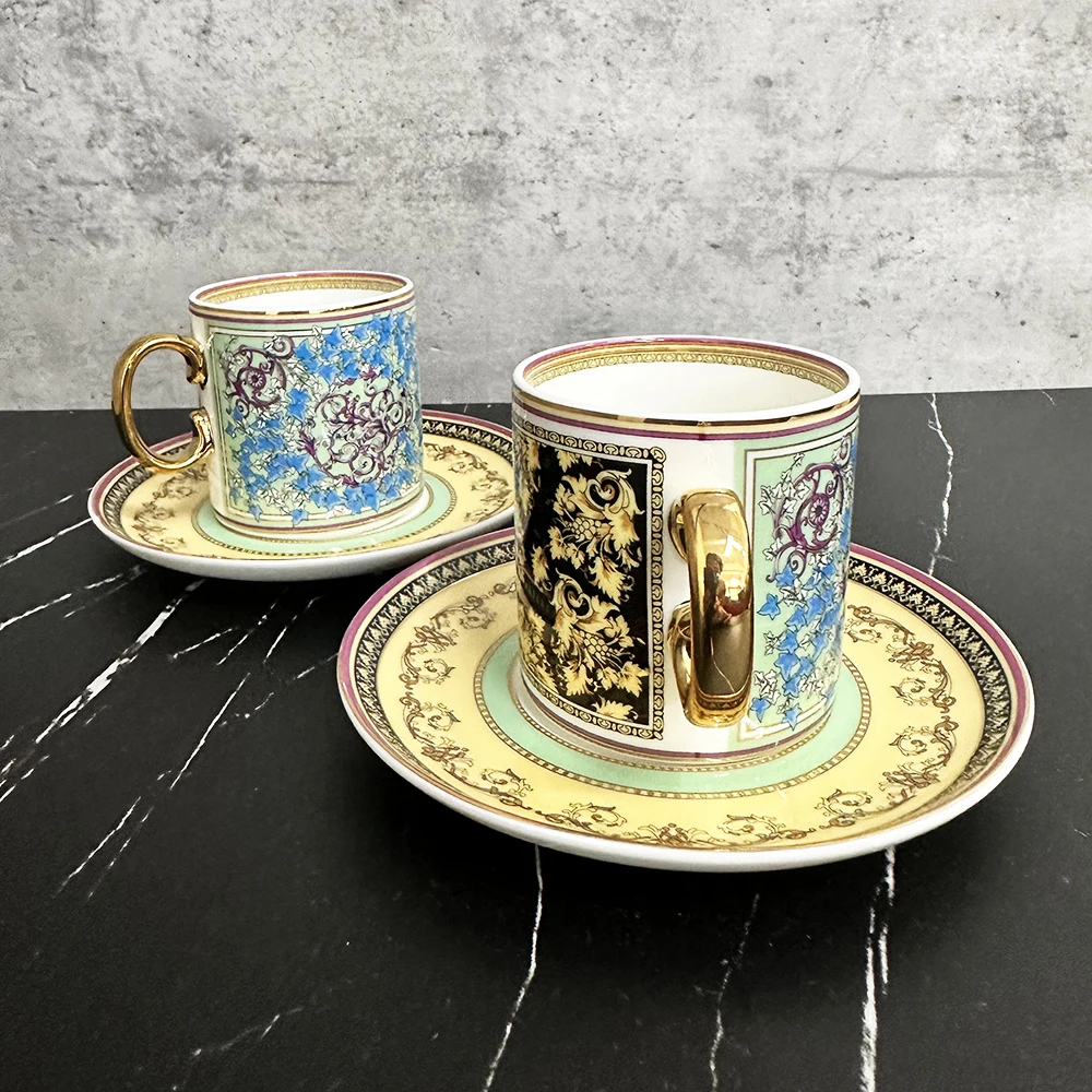 

Royal-style Bone China Coffee Cup and Saucer Set British Mark Tea Cup Drinking Set Advanced Ceramic Dinner Plate Gift