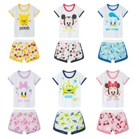 disney mickey mouse summer sleepwear pajamas set boys and girls breathable sweat short sleeve t shirt suit small children cotton