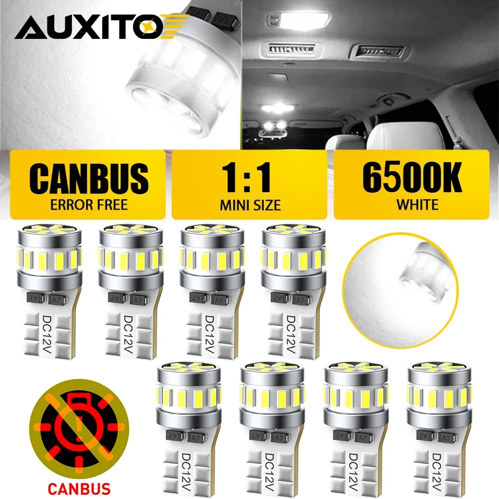 

AUXITO 8/6/4/2 шт. T10 W5W Светодиодная лампа Canbus 2825 194 168 5W5 без ошибок Автомобильный внутренний боковой фонарь Лампа номерного знака Авто подсветка 6500K