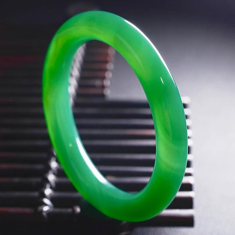 

Женский браслет из натурального агата и нефрита, прозрачный зеленый браслет из халцедона с естественным узором, ювелирные изделия
