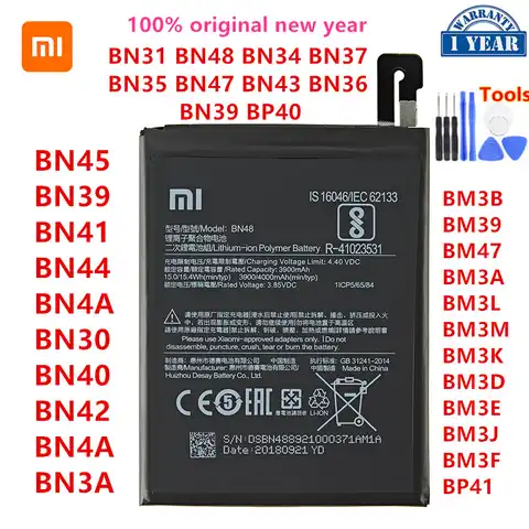 Оригинальный аккумулятор Xiaomi BN45 BN41 BN44 BN4A BN31 BN40 BN42 BN4A BN48 BM3B BM39 BM47 BN47 BM3L BM3M BN35 BM3D BM3E BM3J BP41