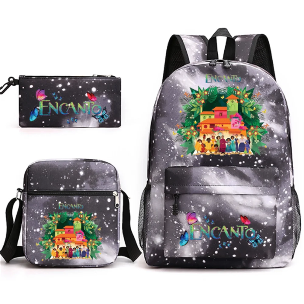 

3Pcs Set Disney Encanto costume Canvas Backpack School Bag for Girls Boys Girls Hot Game 3D Printed Student Bookbag