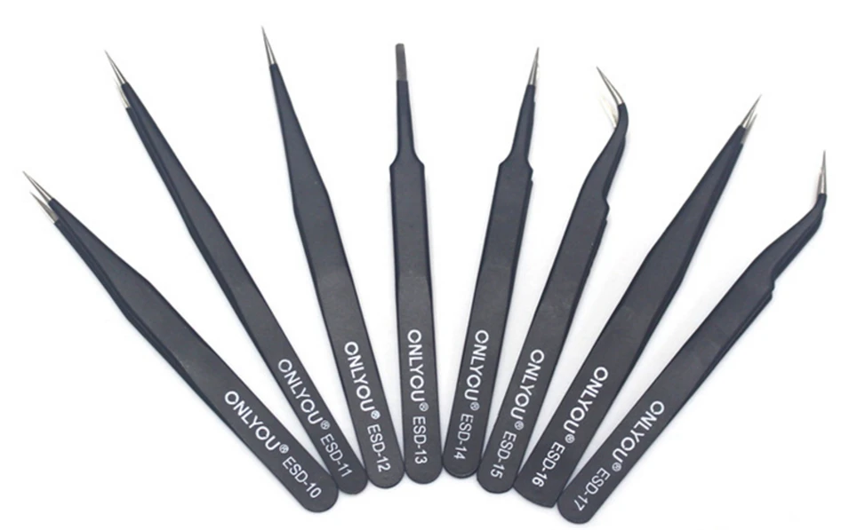 

1pcs New Stainless Steel Industrial Anti-static Tweezers watchmaker Repair Tools Excellent Quality Superhard heat treatment