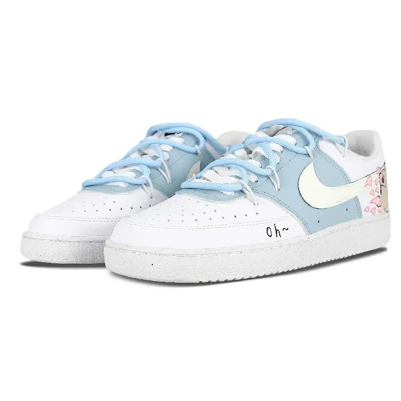 【Настроить】Nike Court Vision Обувь для скейтбординга Мужские низкие белые кроссовки