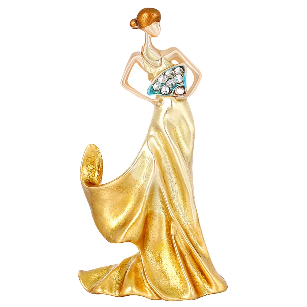 

1PC Personality Dancing Girl Brooch Creative Oil Drop Breastpin Cloth Accessory Full Matching Rhinestone Inlaid Brooch for Girl