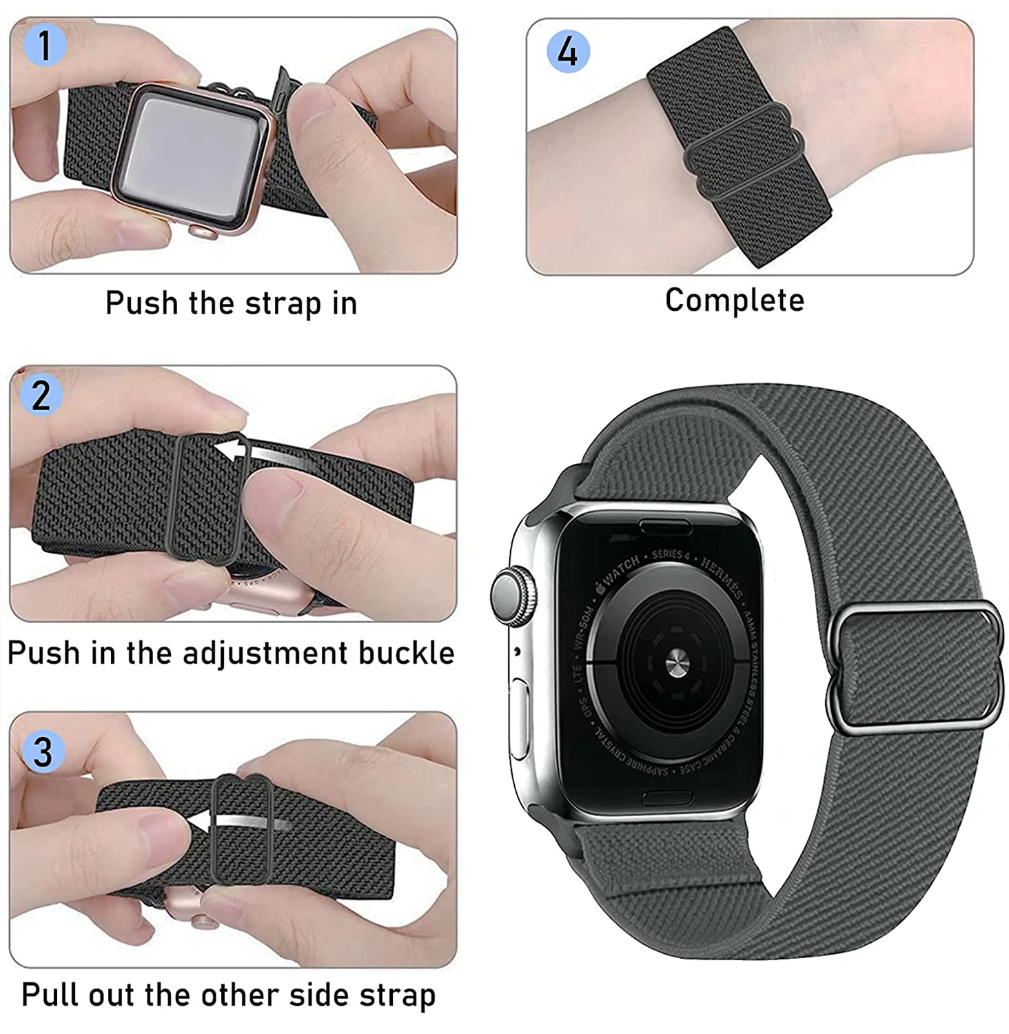 Ремешок резиновый для Apple Watch Band 45 мм 41 44 40 42 38 регулируемый эластичный нейлоновый