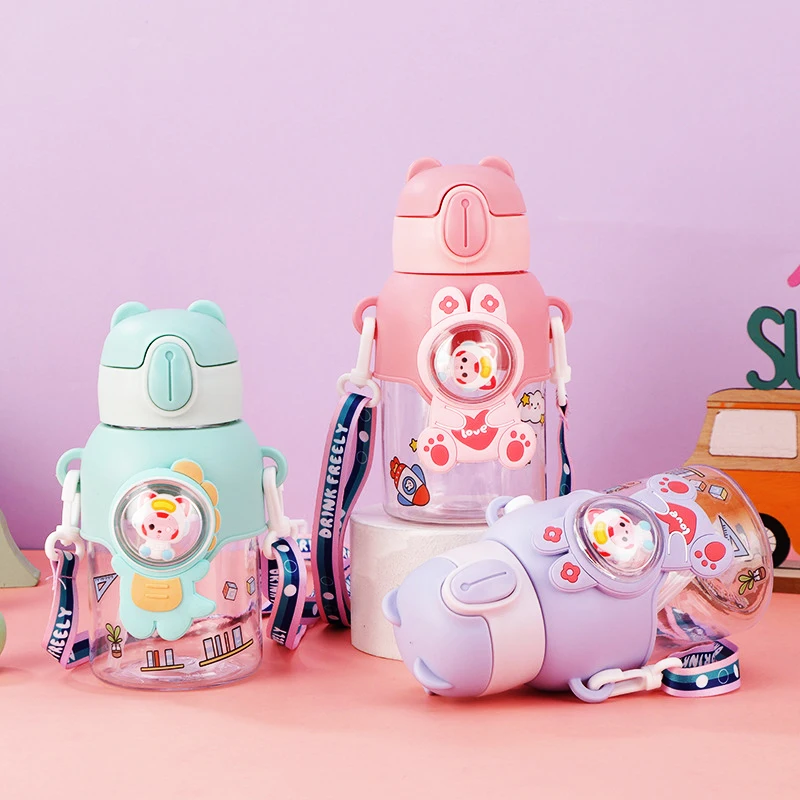 Бутылочка для воды детская с соломинкой 600 мл