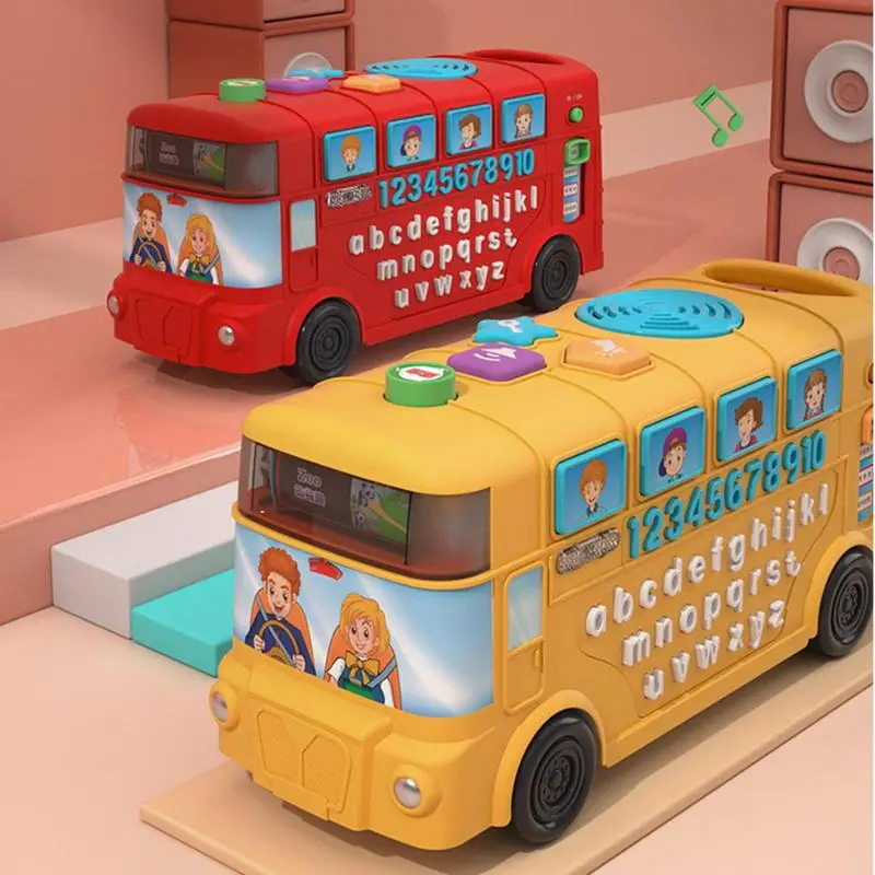 

Bus Toy Cartoon Bus With Sounds And Lights Interactive Montessori Early Educational Learning Toys Kids Boys Girls Toys Birthday