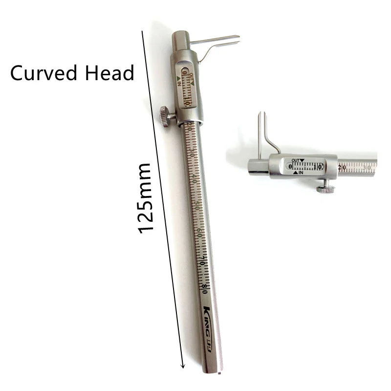 2pieces Dental Micro Measuring Edentulou Measuring Caliper Ruler 0-80mm Curved Head
