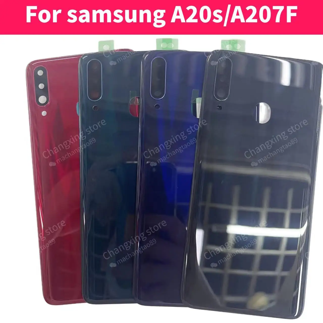 Задняя крышка аккумулятора для Samsung Galaxy A20S, замена и ремонт деталей перед доставкой + стеклянная рамка камеры A205