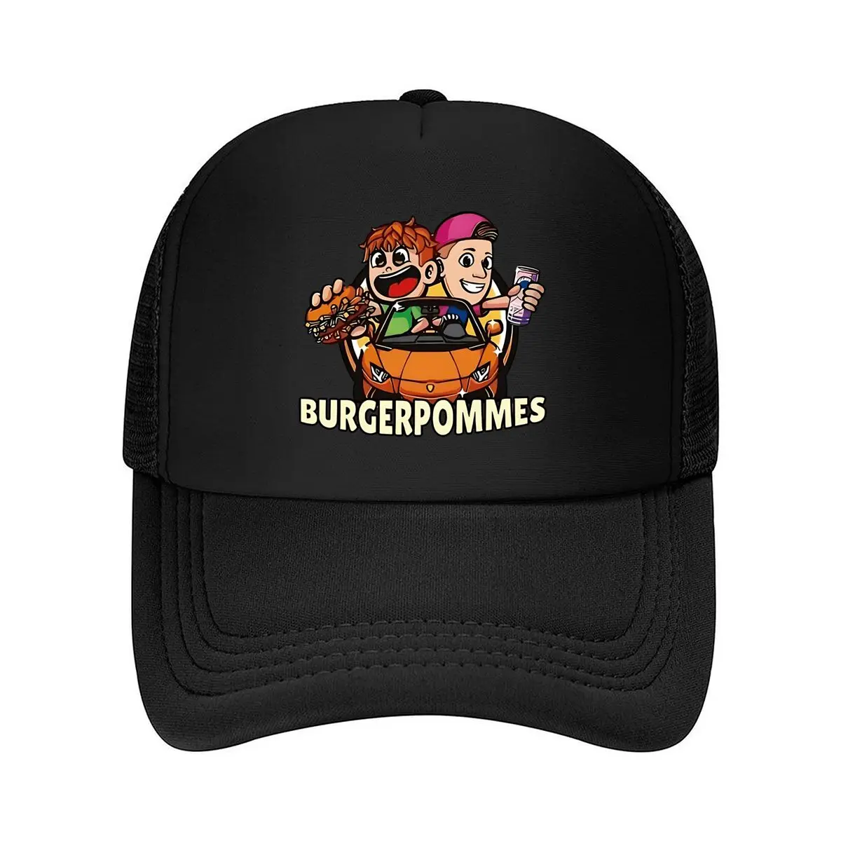 Фото Бейсболка BurgerPommes Cartoon 2026 Mesh в стиле хип-хоп, кепка-снепбэк для папы №1