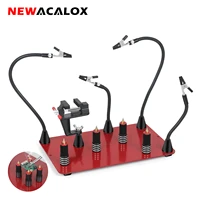 newacalox magnetic flex arms workbench helping hands soldering third hand vise 360%c2%b0 rotatable circuit board fixture rework tool