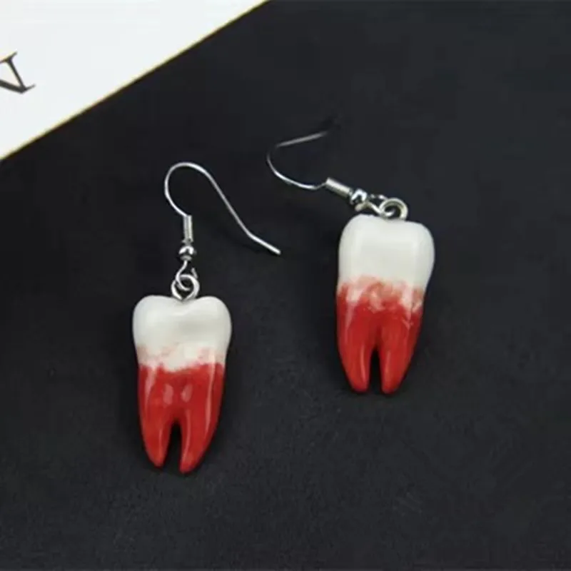 

Jewelry China Hand-painted Ceramic earrings Creative Tooth Personality designer for women Personality gift Stud Earrings