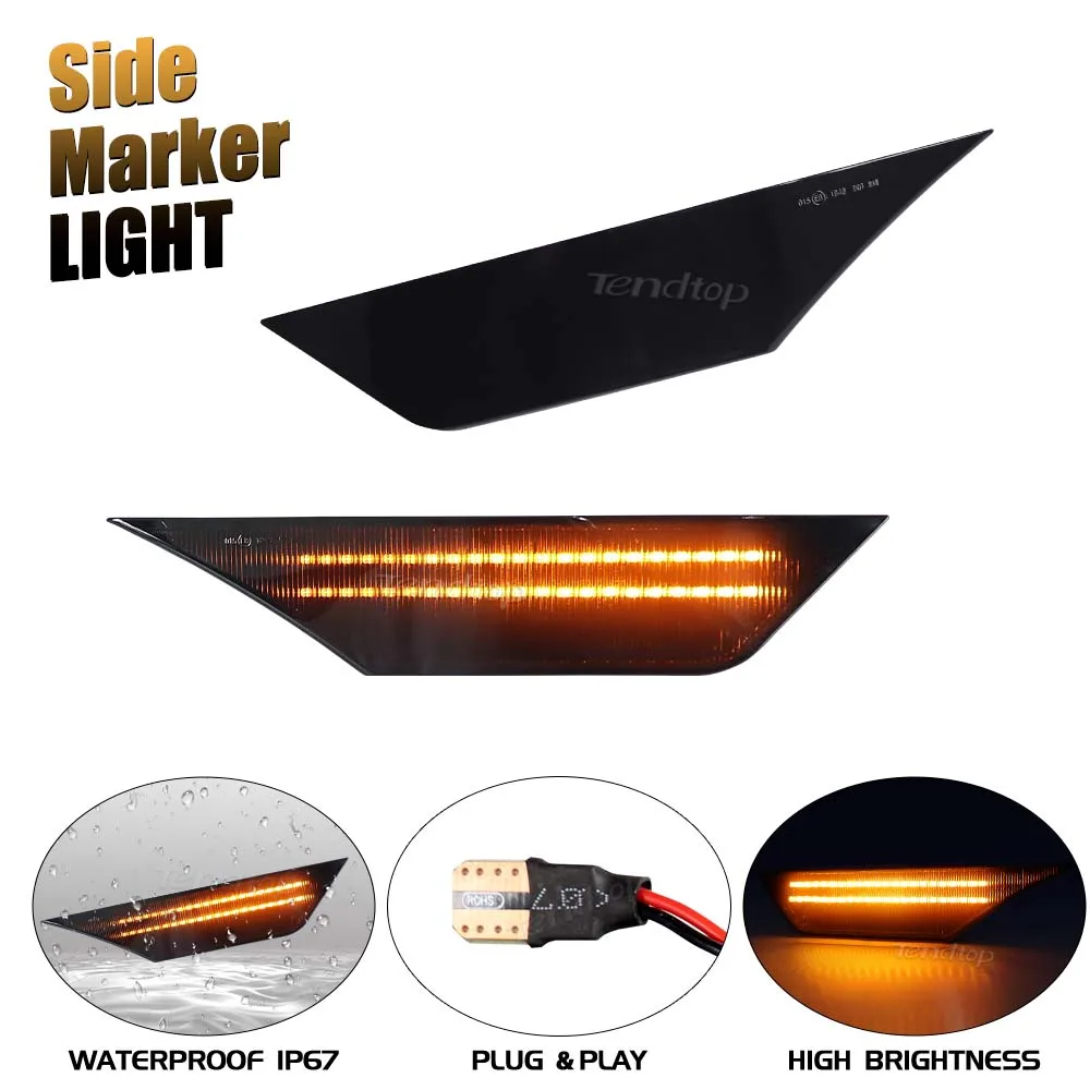 2 шт. дымовая линза на переднее крыло автомобиля янтарный мигающий светодиодный