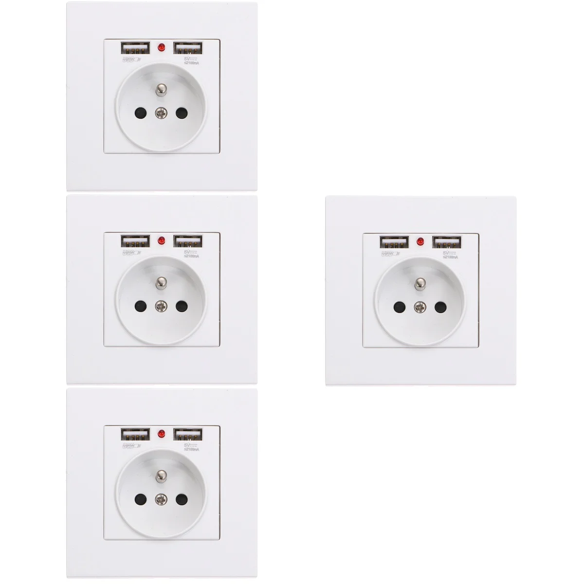 

4pcs 86 Type Wall Socket with Double USB French Standard European Standard Socket Panel Bracket