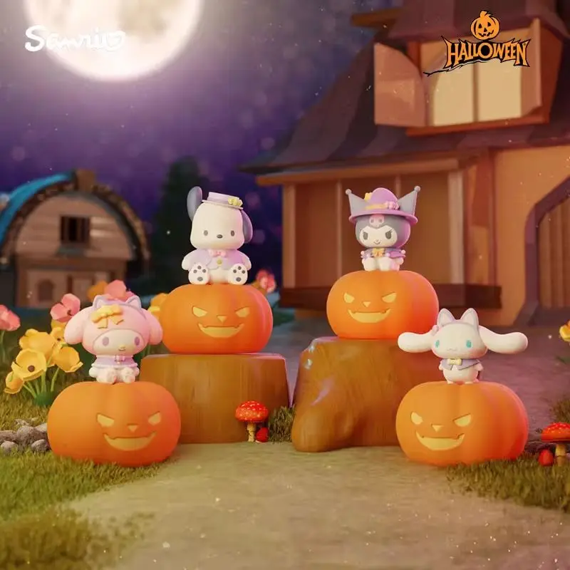 

Sanrio Halloween Kuromi Cinnamoroll Pochacco Melody Cartoon Pumpkin Night Lamp Desktop Table Decorative Girl Birthday Gift Toys