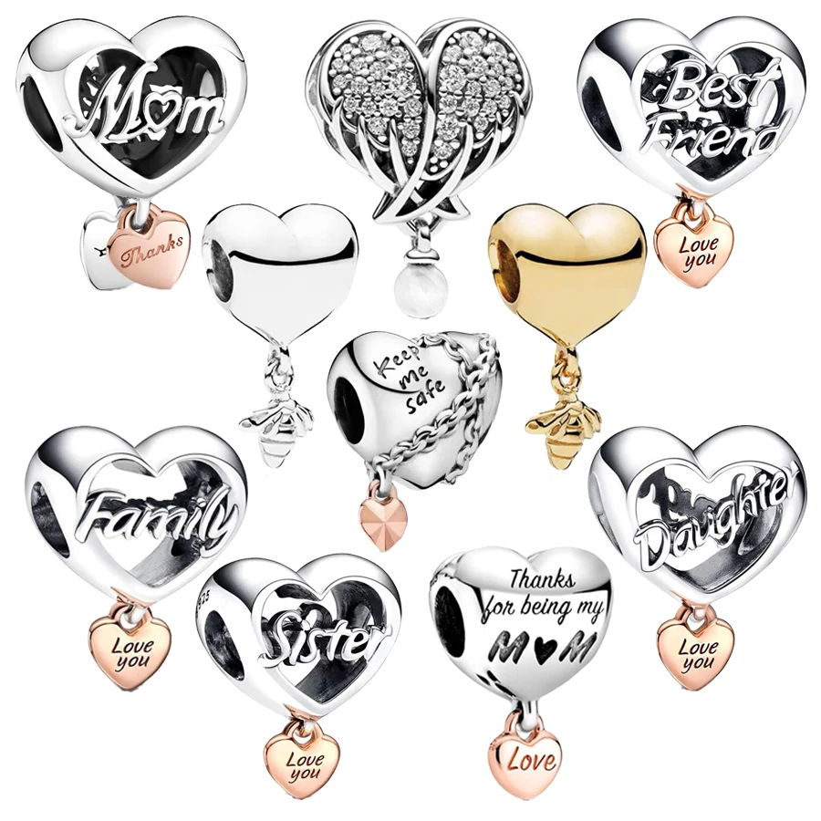 Love You лучший друг мама и семья сестра очаровательные бусины в форме сердца