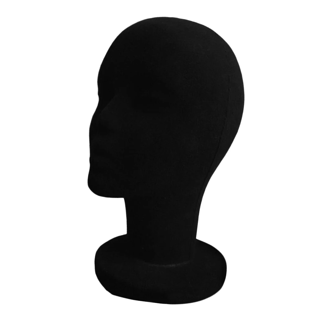Lightweight Foam Flocking Mannequin Head for Display Hats, Scarves, Hair And, Black Color