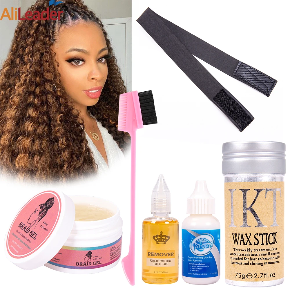 

Lace Glue And Long-Lasting Styling Hair Paste Edge Control Wax Stick With Elastic Headband And Hair Edge Brush For Wearing Wigs