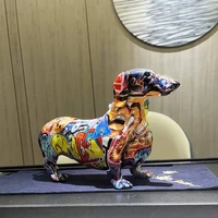 resin dachshund dog statue home decoration accessories modern office wine cabinet desktop crafts painted miniature sculpture