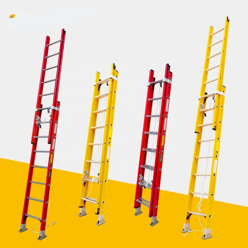 

frp Fiberglass Ladder Extension Domestic Use Retractable Ladders 24 Steps Supplier Escaleras Retractiles de Uso Domestic