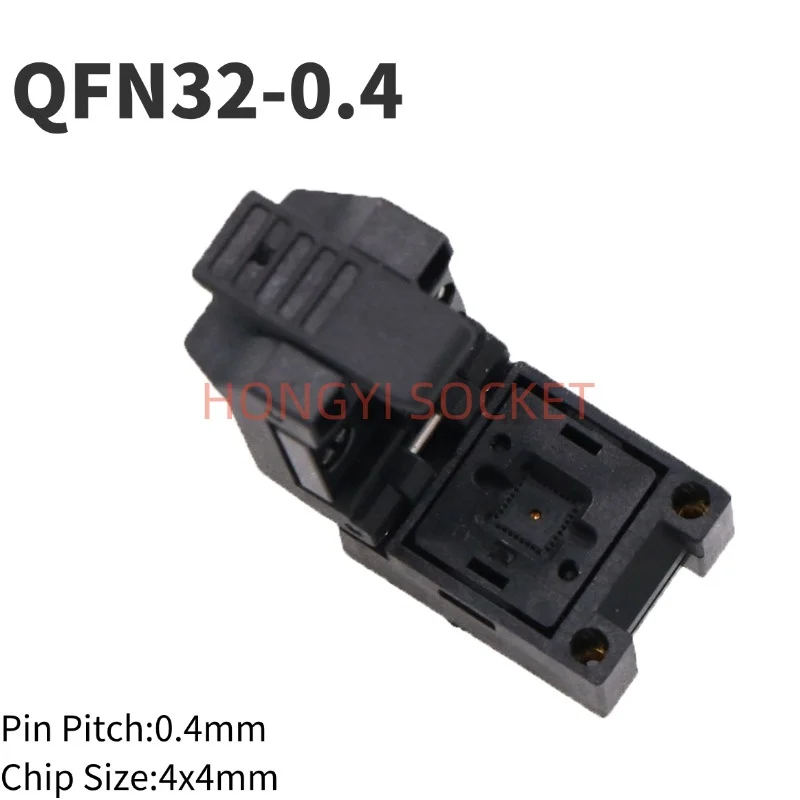 

QFN32-0.4 Пластиковый откидной зонд IC, шаг 0,4 мм, индивидуальный тестовый разъем, размер 4x4 мм, 30 В, 50 мОм, 32 контакта для тестирования и разъема