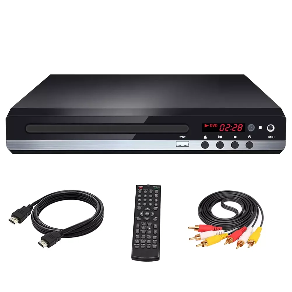 

Easy Install With Cable Home Portable For TV US Plug MIC Input DVD Player Remote Control VCD Multi Format USB for Karaoke Metal