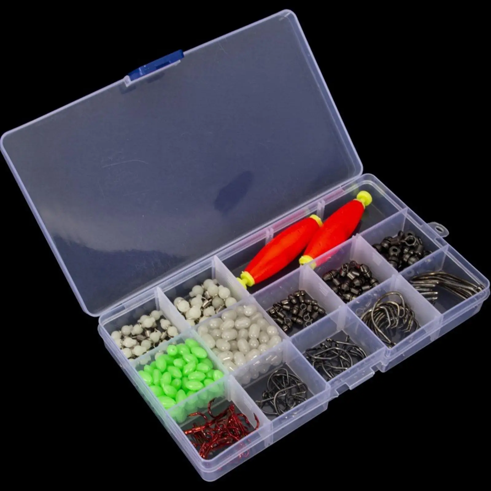 

303Pcs Fishing Tackle Box Hooks Portable Beads Fishing Accessories for Freshwater