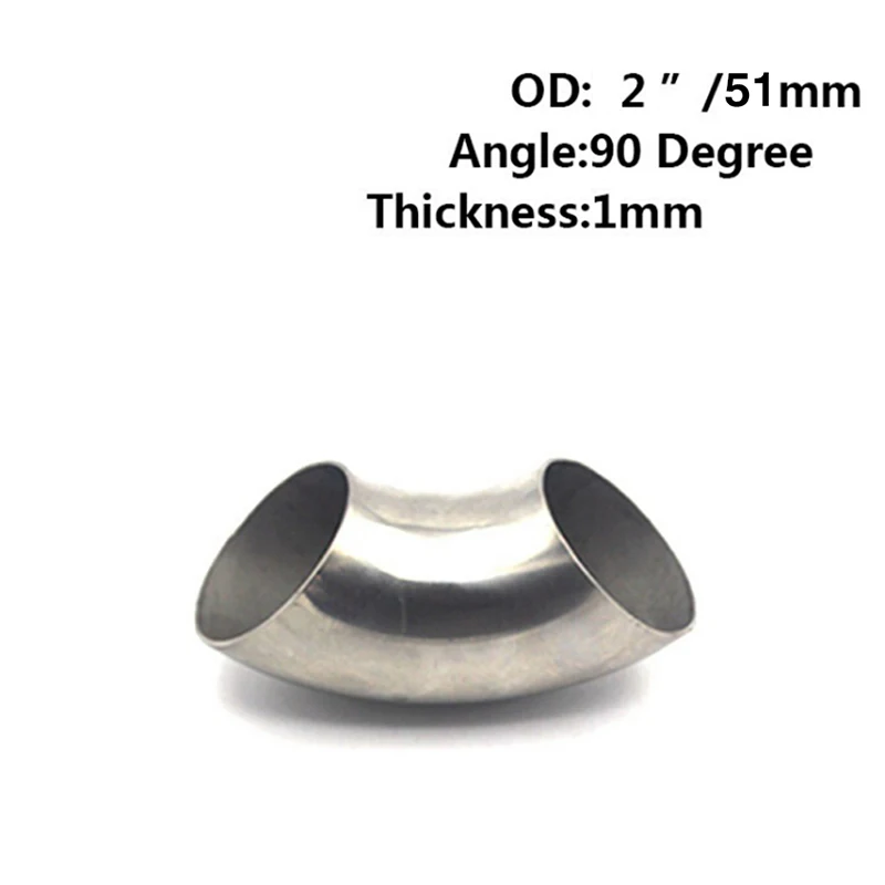

1pc 2.5/2Inch 51/63mm Stainless Steel 90 Degree Bend Elbow Exhaust Pipe