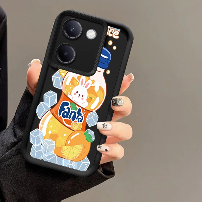 Мягкий чехол с рисунком клубники оранжевой соды для VIVO Y75s Y72t Y10 Y77e t1 Y55s Y52s Y53s Y50t Y33s