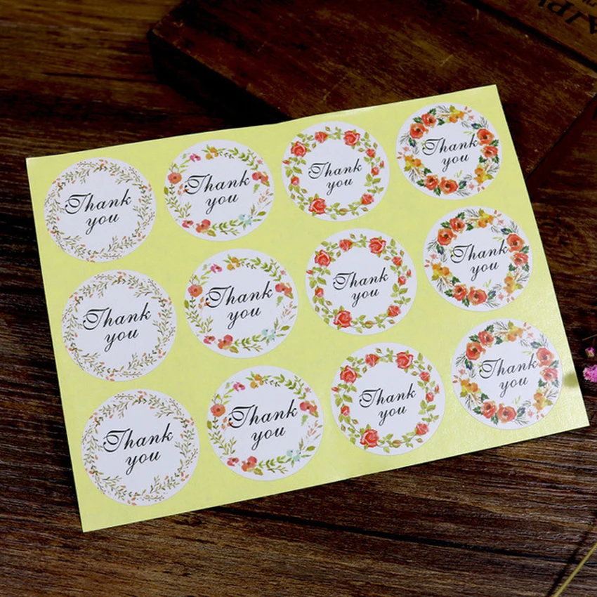 

1200 шт./партия, круглые наклейки «Сладкий цветок»