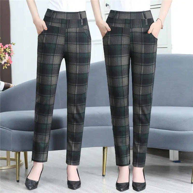 

2022 Middle-aged Women Trousers Casual Loose Elastic High Waist Mother Pants Warm Female Spring Autumn Mom Pants Pantalon Q63