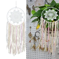 handmade dream catchers hanging white lace flower dreamcatcher wind chimes indiana feather pendant creative car decoration